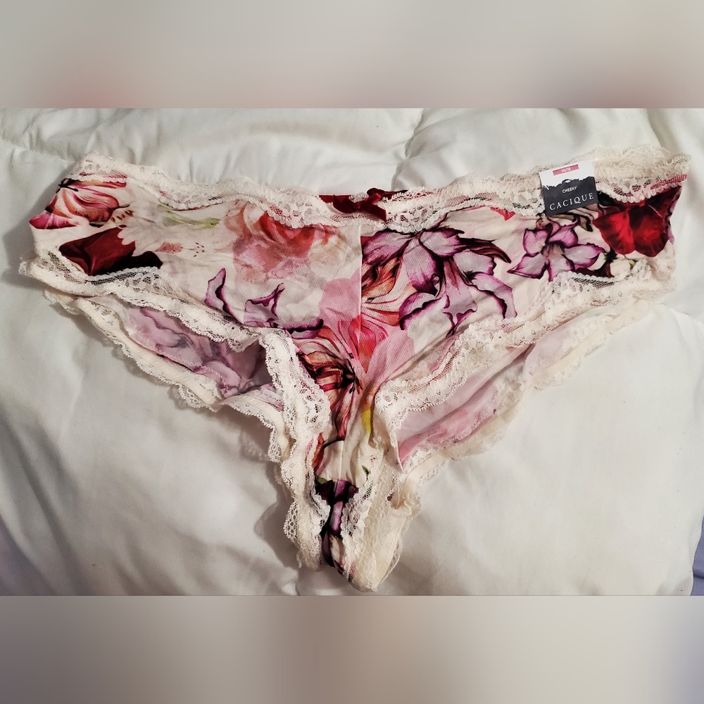NWT Cacique Floral Lace Trim Cheeky Panties